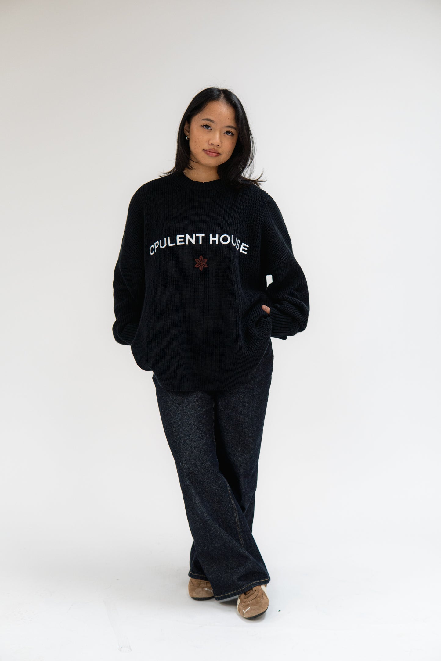 Knitted Ribbed Crew Neck Sweater